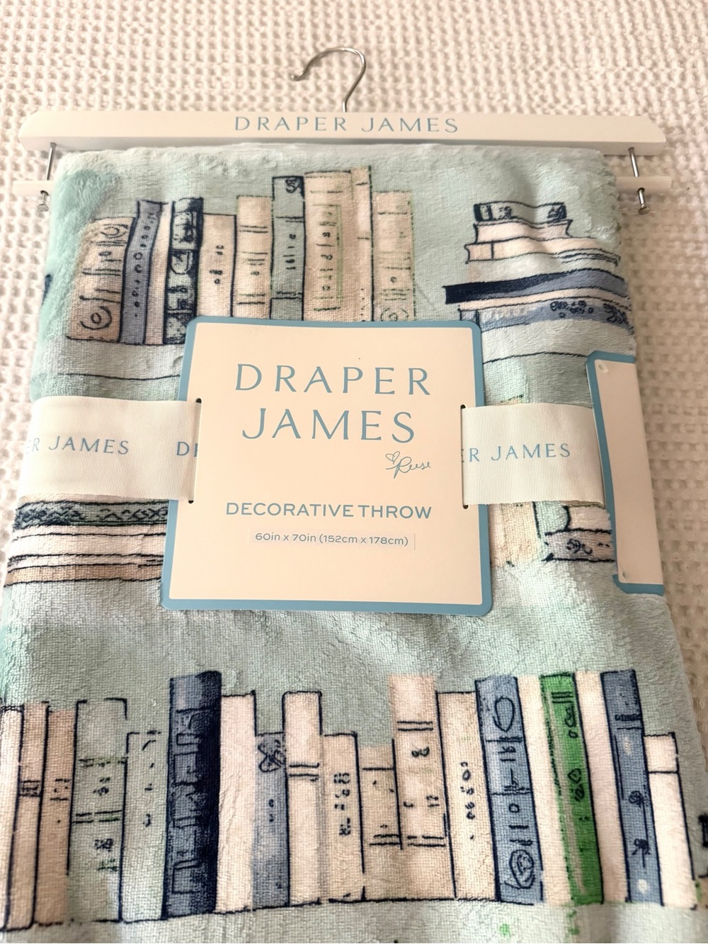 Draper James Bookshelf Blanket Viral Oversized Throw 60x70 Green Reversible NWT